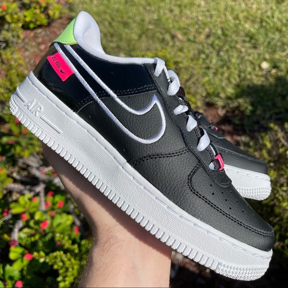 neon green and black air forces